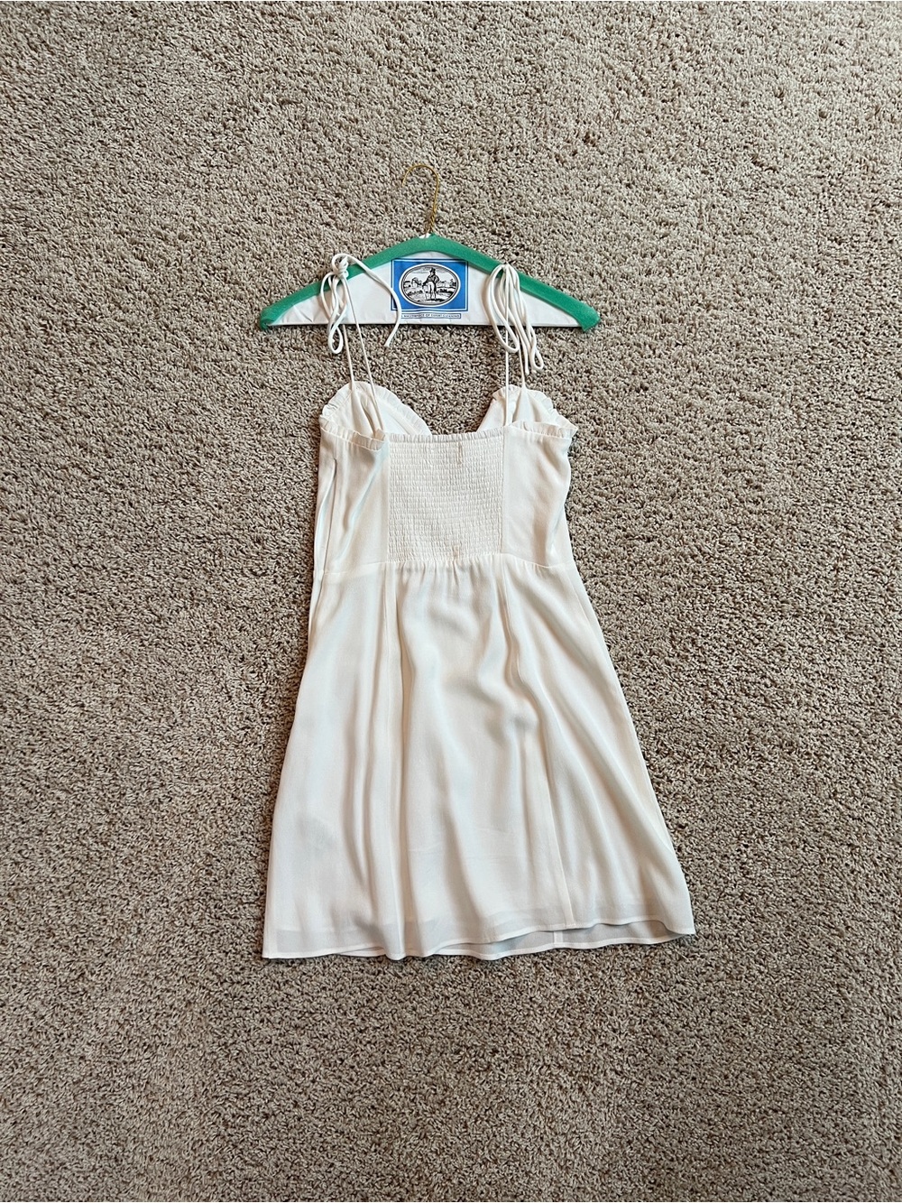 Hollister Cream Smocked Sundress with Tie Straps